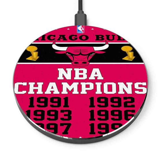 Pastele Champions Chicago Bulls NBA Custom Personalized Gift Wireless Charger Custom Phone Charging Pad iPhone Samsung