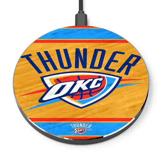 Pastele Oklahoma City Thunder NBA Custom Personalized Gift Wireless Charger Custom Phone Charging Pad iPhone Samsung