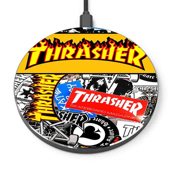 Pastele Thrasher Sticker Bomb Custom Personalized Gift Wireless Charger Custom Phone Charging Pad iPhone Samsung