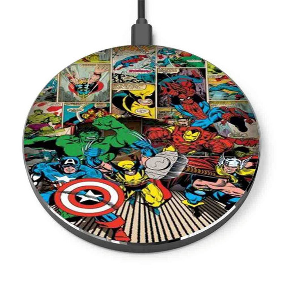 Pastele Marvel Heroes Custom Personalized Gift Wireless Charger Custom Phone Charging Pad iPhone Samsung