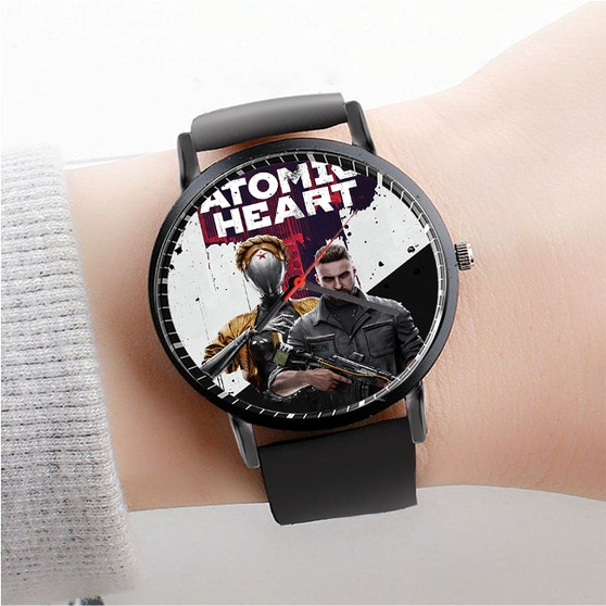 Pastele Atomic Heart Custom Watch Awesome Unisex Black Classic Plastic Quartz Watch for Men Women Premium Gift Box Watches