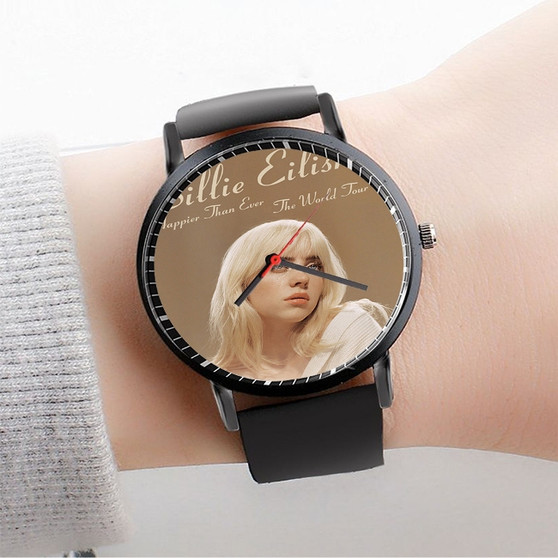 Pastele Billie Eilish Happier Than Ever The World Tour Custom Watch Awesome Unisex Black Classic Plastic Quartz Watch for Men Women Premium Gift Box Watches