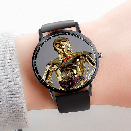 Pastele C 3 PO Star Wars Custom Watch Awesome Unisex Black Classic Plastic Quartz Watch for Men Women Premium Gift Box Watches