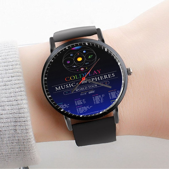 Pastele Coldplay Music of The Spheres Tour 2022 Custom Watch Awesome Unisex Black Classic Plastic Quartz Watch for Men Women Premium Gift Box Watches