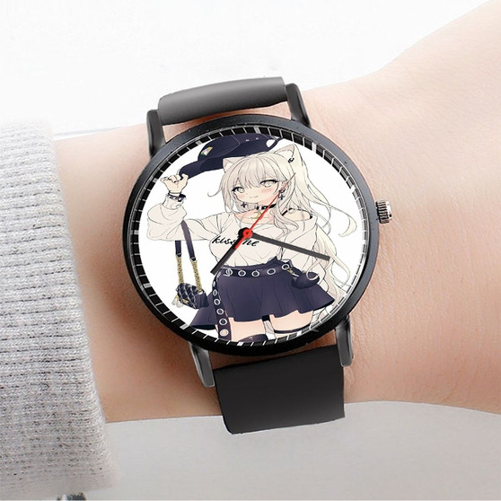 Pastele Kawaii Anime Girl Custom Watch Awesome Unisex Black Classic Plastic Quartz Watch for Men Women Premium Gift Box Watches