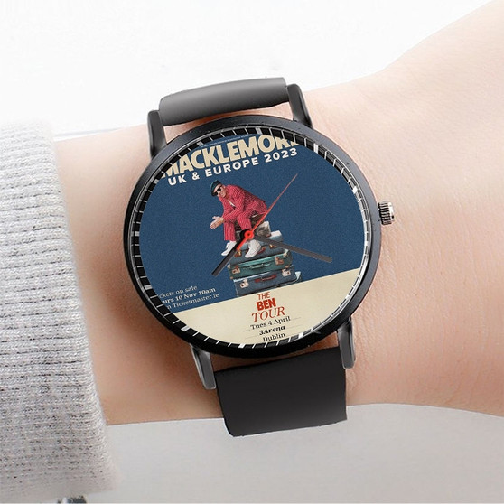 Pastele Macklemore 2023 Tour Custom Watch Awesome Unisex Black Classic Plastic Quartz Watch for Men Women Premium Gift Box Watches