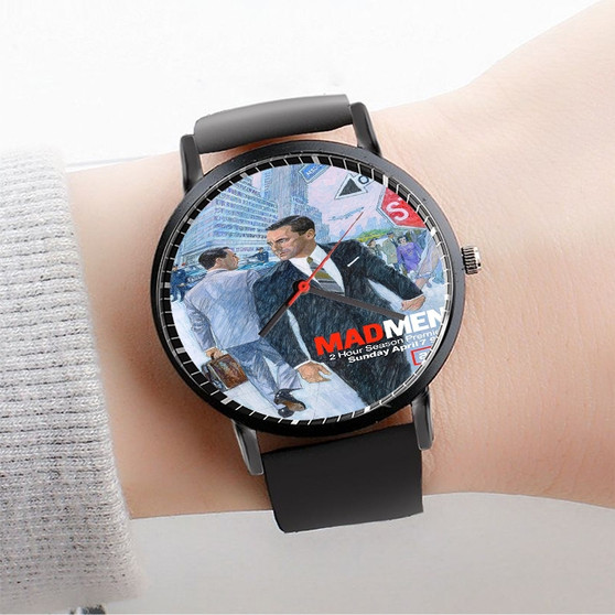 Pastele Mad Men Vintage Custom Watch Awesome Unisex Black Classic Plastic Quartz Watch for Men Women Premium Gift Box Watches