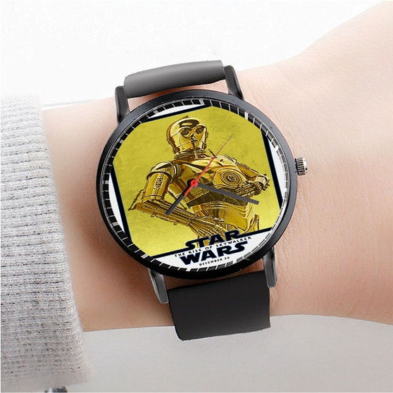 Pastele Star Wars C3 PO Custom Watch Awesome Unisex Black Classic Plastic Quartz Watch for Men Women Premium Gift Box Watches