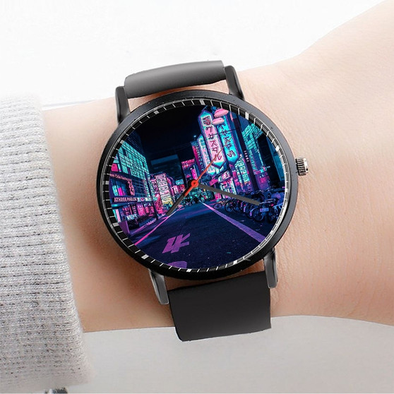 Pastele Tokyo A Neon Wonderland Custom Watch Awesome Unisex Black Classic Plastic Quartz Watch for Men Women Premium Gift Box Watches