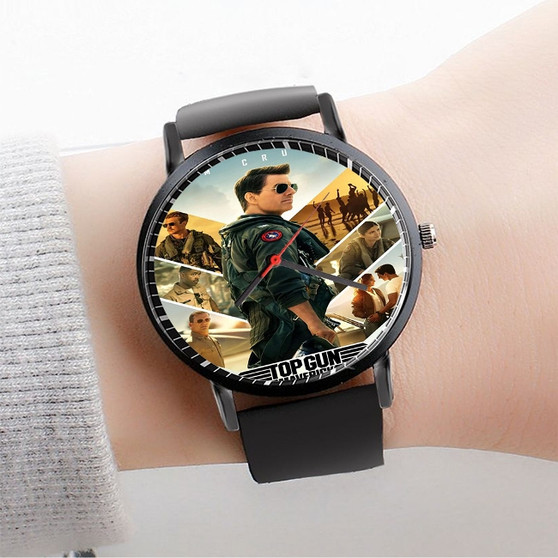 Pastele Top Gun Maverick Movie Custom Watch Awesome Unisex Black Classic Plastic Quartz Watch for Men Women Premium Gift Box Watches