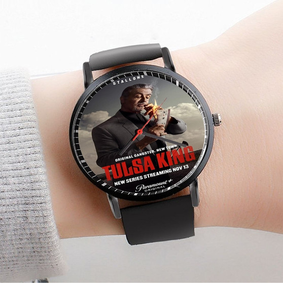 Pastele Tulsa King Custom Watch Awesome Unisex Black Classic Plastic Quartz Watch for Men Women Premium Gift Box Watches
