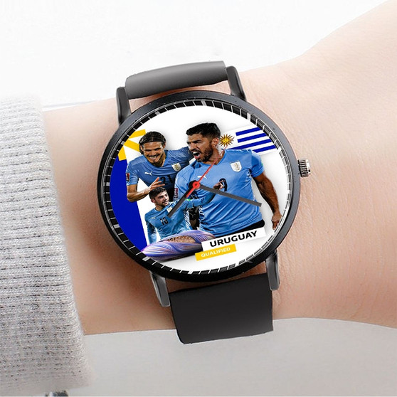 Pastele Uruguay World Cup 2022 Custom Watch Awesome Unisex Black Classic Plastic Quartz Watch for Men Women Premium Gift Box Watches