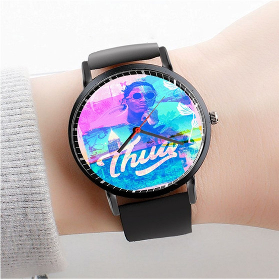 Pastele Young Thug Custom Watch Awesome Unisex Black Classic Plastic Quartz Watch for Men Women Premium Gift Box Watches