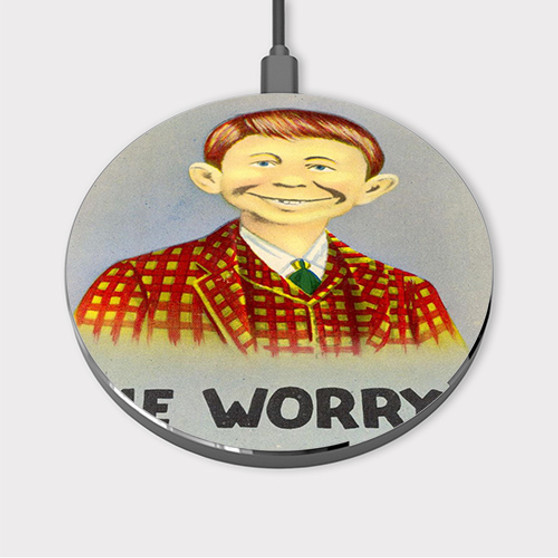 Pastele Alfred E Neuman Custom Wireless Charger Awesome Gift Smartphone Android iOs Mobile Phone Charging Pad iPhone Samsung Asus Sony Nokia Google Magnetic Qi Fast Charger Wireless Phone Accessories