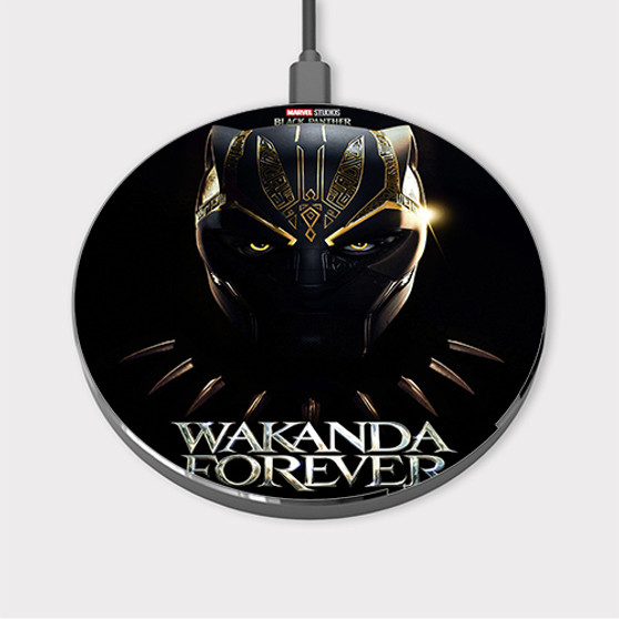 Pastele Black Panther Wakanda Forever 2 Custom Wireless Charger Awesome Gift Smartphone Android iOs Mobile Phone Charging Pad iPhone Samsung Asus Sony Nokia Google Magnetic Qi Fast Charger Wireless Phone Accessories