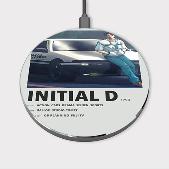 Pastele Initial D Vintage Custom Wireless Charger Awesome Gift Smartphone Android iOs Mobile Phone Charging Pad iPhone Samsung Asus Sony Nokia Google Magnetic Qi Fast Charger Wireless Phone Accessories