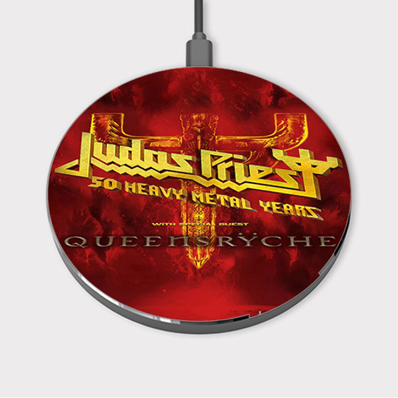 Pastele Judas Priest with Queensryche Tour 2023 Custom Wireless Charger Awesome Gift Smartphone Android iOs Mobile Phone Charging Pad iPhone Samsung Asus Sony Nokia Google Magnetic Qi Fast Charger Wireless Phone Accessories