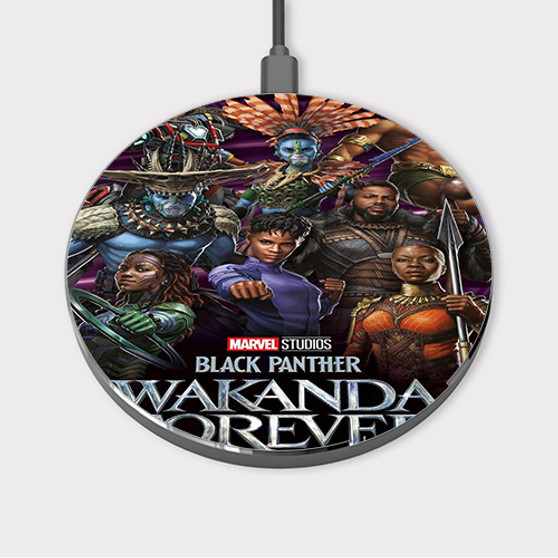 Pastele Marvel Black Panther Wakanda Forever Custom Wireless Charger Awesome Gift Smartphone Android iOs Mobile Phone Charging Pad iPhone Samsung Asus Sony Nokia Google Magnetic Qi Fast Charger Wireless Phone Accessories