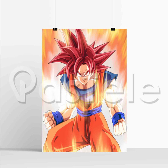 Dragon Ball Z Goku Super Saiyan God Custom Printed Silk Poster Wall Decor 20 x 13 Inch 24 x 36 Inch