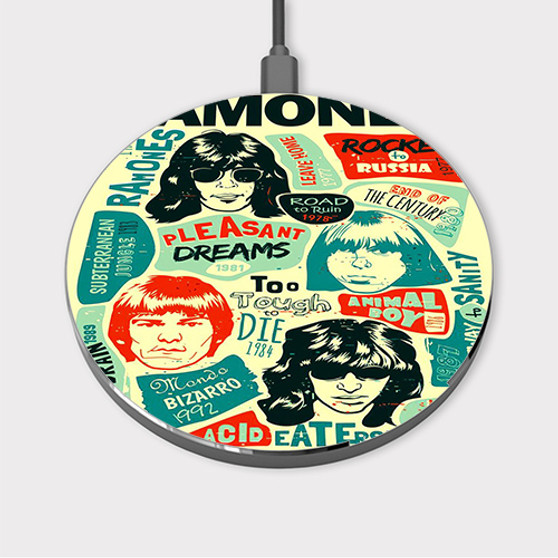Pastele Ramones Vintage Custom Wireless Charger Awesome Gift Smartphone Android iOs Mobile Phone Charging Pad iPhone Samsung Asus Sony Nokia Google Magnetic Qi Fast Charger Wireless Phone Accessories