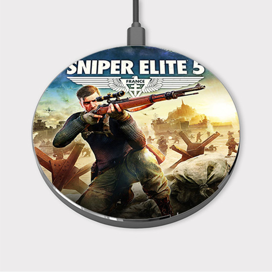 Pastele Sniper Elite 5 Custom Wireless Charger Awesome Gift Smartphone Android iOs Mobile Phone Charging Pad iPhone Samsung Asus Sony Nokia Google Magnetic Qi Fast Charger Wireless Phone Accessories