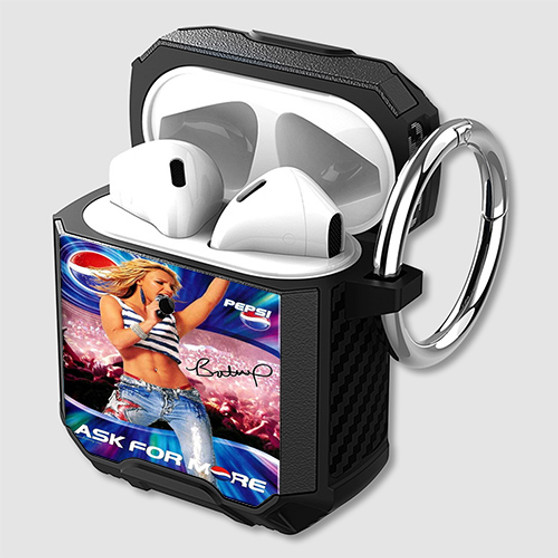 Pastele Britney Spears Pepsi Concert Custom Personalized AirPods Case Shockproof Cover Awesome The Best Smart Protective Cover With Ring AirPods Gen 1 2 3 Pro Black Pink Colors