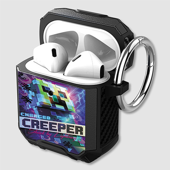 Pastele Minecraft Charged Ceeper Custom Personalized AirPods Case Shockproof Cover Awesome The Best Smart Protective Cover With Ring AirPods Gen 1 2 3 Pro Black Pink Colors