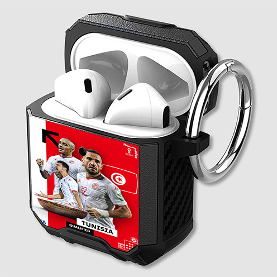 Pastele Tunisia World Cup 2022 Custom Personalized AirPods Case Shockproof Cover Awesome The Best Smart Protective Cover With Ring AirPods Gen 1 2 3 Pro Black Pink Colors