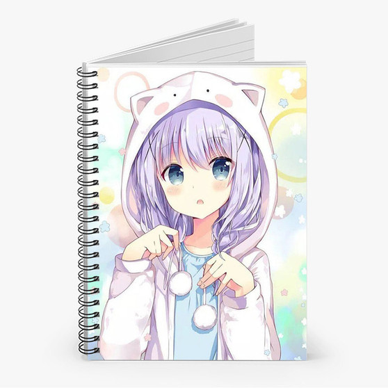 Pastele Anime Girl Kawaii Custom Spiral Notebook Ruled Line Front Cover Awesome Printed Book Notes School Notes Job Schedule Note 90gsm 118 Pages Metal Spiral Notebook