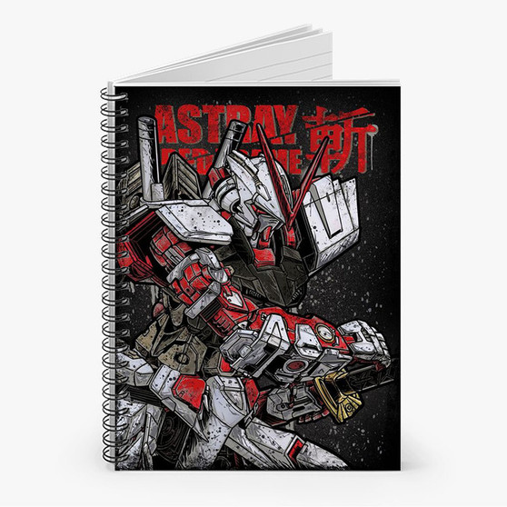 Pastele Astray Red Frame Gundam Custom Spiral Notebook Ruled Line Front Cover Awesome Printed Book Notes School Notes Job Schedule Note 90gsm 118 Pages Metal Spiral Notebook
