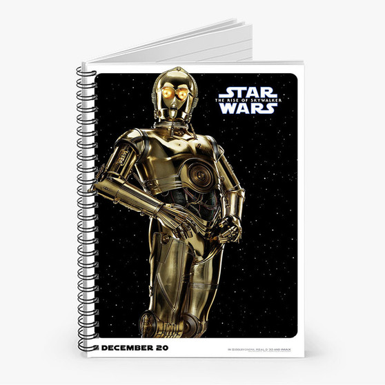 Pastele C3 PO Star Wars Custom Spiral Notebook Ruled Line Front Cover Awesome Printed Book Notes School Notes Job Schedule Note 90gsm 118 Pages Metal Spiral Notebook