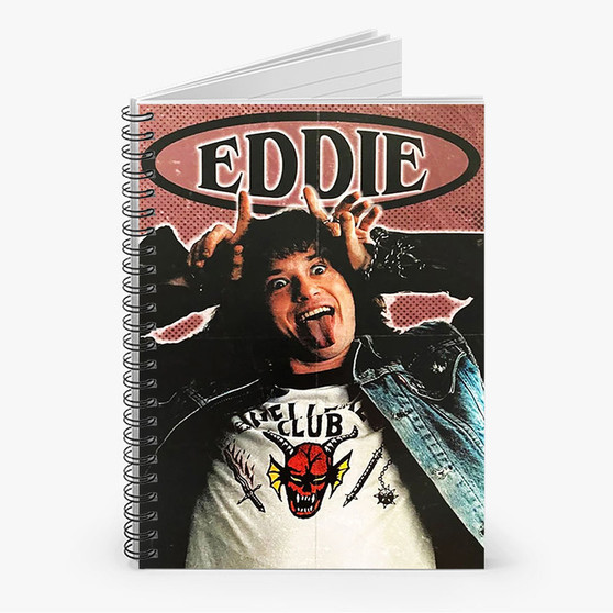 Pastele Eddie Munson Custom Spiral Notebook Ruled Line Front Cover Awesome Printed Book Notes School Notes Job Schedule Note 90gsm 118 Pages Metal Spiral Notebook