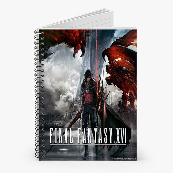 Pastele Final Fantasy XVI Custom Spiral Notebook Ruled Line Front Cover Awesome Printed Book Notes School Notes Job Schedule Note 90gsm 118 Pages Metal Spiral Notebook