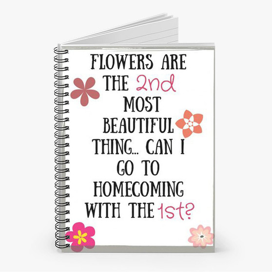Pastele Flowers Hoco Custom Spiral Notebook Ruled Line Front Cover Awesome Printed Book Notes School Notes Job Schedule Note 90gsm 118 Pages Metal Spiral Notebook