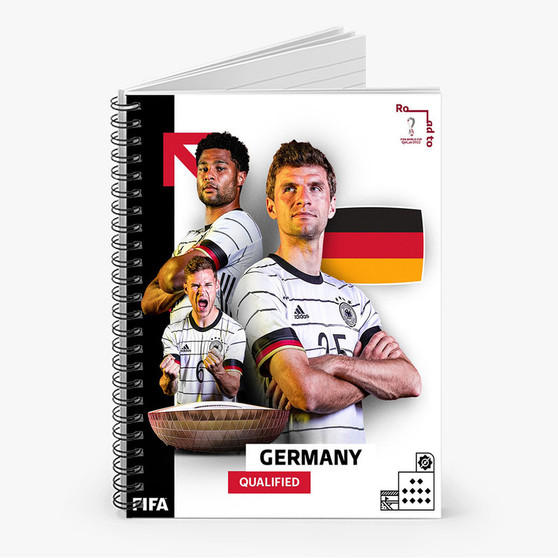 Pastele Germany World Cup 2022 Custom Spiral Notebook Ruled Line Front Cover Awesome Printed Book Notes School Notes Job Schedule Note 90gsm 118 Pages Metal Spiral Notebook