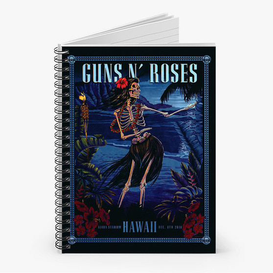 Pastele Guns N Roses Hawaii Custom Spiral Notebook Ruled Line Front Cover Awesome Printed Book Notes School Notes Job Schedule Note 90gsm 118 Pages Metal Spiral Notebook