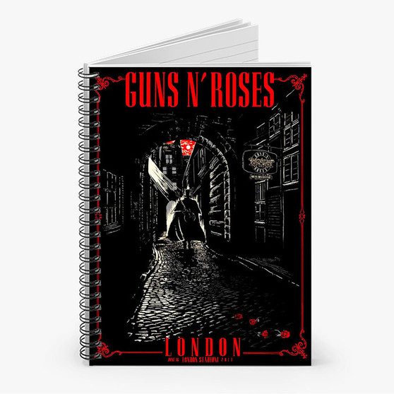 Pastele Guns N Roses London Custom Spiral Notebook Ruled Line Front Cover Awesome Printed Book Notes School Notes Job Schedule Note 90gsm 118 Pages Metal Spiral Notebook