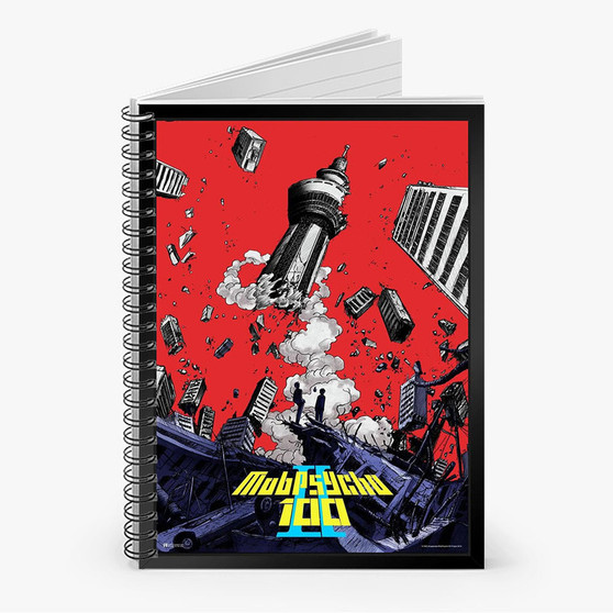 Pastele Mob Psycho 100 Custom Spiral Notebook Ruled Line Front Cover Awesome Printed Book Notes School Notes Job Schedule Note 90gsm 118 Pages Metal Spiral Notebook