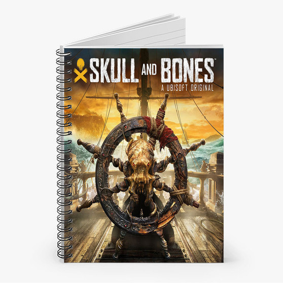 Pastele Skull and Bones jpeg Custom Spiral Notebook Ruled Line Front Cover Awesome Printed Book Notes School Notes Job Schedule Note 90gsm 118 Pages Metal Spiral Notebook