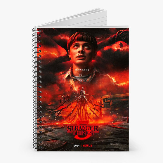 Pastele Stranger Things 5 Custom Spiral Notebook Ruled Line Front Cover Awesome Printed Book Notes School Notes Job Schedule Note 90gsm 118 Pages Metal Spiral Notebook