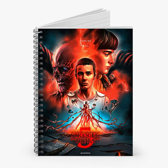 Pastele Stranger Things 5 Series Custom Spiral Notebook Ruled Line Front Cover Awesome Printed Book Notes School Notes Job Schedule Note 90gsm 118 Pages Metal Spiral Notebook