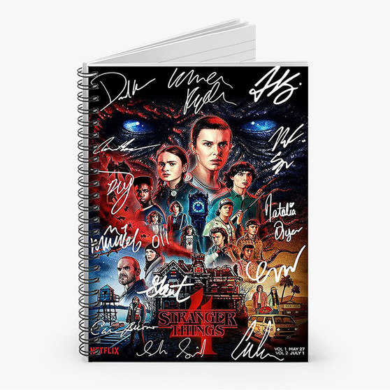 Pastele Stranger Things Poster Signed By Cast Custom Spiral Notebook Ruled Line Front Cover Awesome Printed Book Notes School Notes Job Schedule Note 90gsm 118 Pages Metal Spiral Notebook