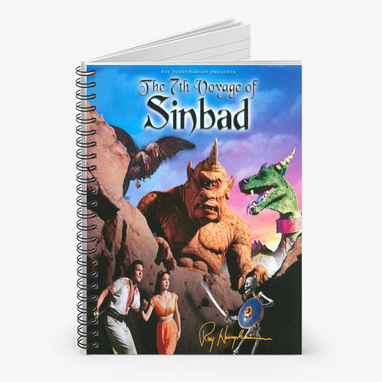 Pastele The 7th Voyage of Sinbad Custom Spiral Notebook Ruled Line Front Cover Awesome Printed Book Notes School Notes Job Schedule Note 90gsm 118 Pages Metal Spiral Notebook