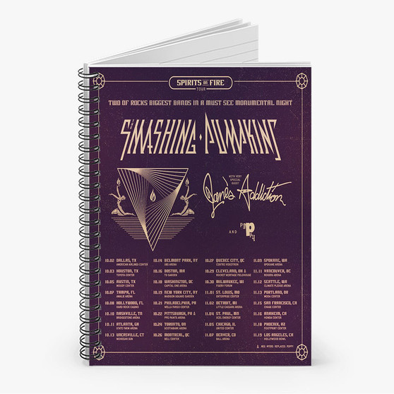 Pastele The Smashing Pumpkins Spirits on Fire Tour Custom Spiral Notebook Ruled Line Front Cover Awesome Printed Book Notes School Notes Job Schedule Note 90gsm 118 Pages Metal Spiral Notebook