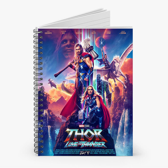 Pastele Thor Love and Thunder Custom Spiral Notebook Ruled Line Front Cover Awesome Printed Book Notes School Notes Job Schedule Note 90gsm 118 Pages Metal Spiral Notebook