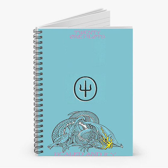 Pastele Twennty One Pilots Scaled and Icy 2 Custom Spiral Notebook Ruled Line Front Cover Awesome Printed Book Notes School Notes Job Schedule Note 90gsm 118 Pages Metal Spiral Notebook