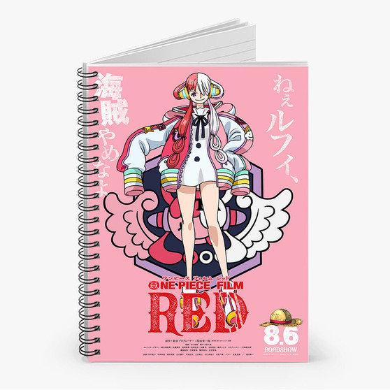 Pastele Uta One Piece Red Custom Spiral Notebook Ruled Line Front Cover Awesome Printed Book Notes School Notes Job Schedule Note 90gsm 118 Pages Metal Spiral Notebook