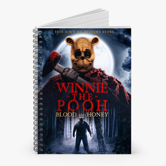 Pastele Winnie the Pooh Blood and Honey Custom Spiral Notebook Ruled Line Front Cover Awesome Printed Book Notes School Notes Job Schedule Note 90gsm 118 Pages Metal Spiral Notebook