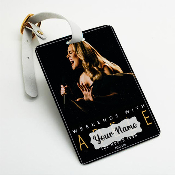 Pastele Adele 2023 World Tour Custom Luggage Tags Personalized Name PU Leather Luggage Tag With Strap Awesome Baggage Hanging Suitcase Bag Tags Name ID Labels Travel Bag Accessories