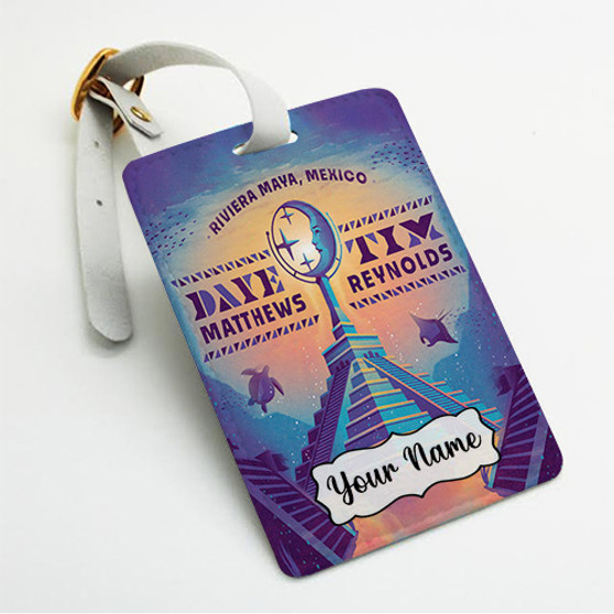 Pastele Dave Matthews 2023 Tour Custom Luggage Tags Personalized Name PU Leather Luggage Tag With Strap Awesome Baggage Hanging Suitcase Bag Tags Name ID Labels Travel Bag Accessories